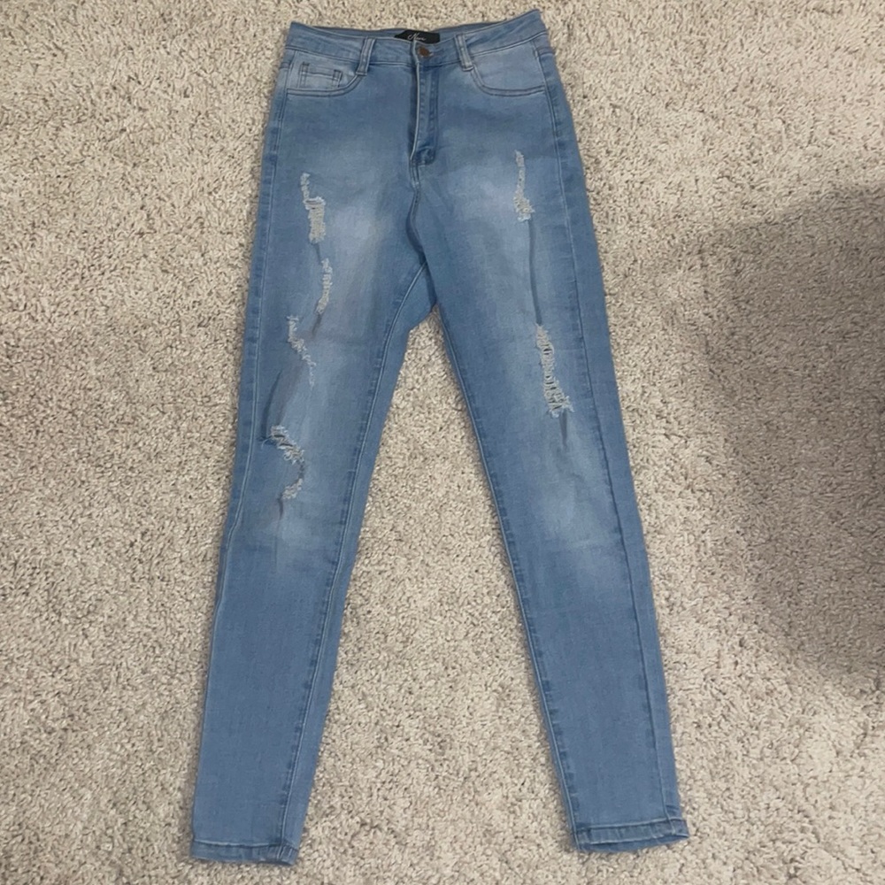 NVGTN light wash ripped skinny jeans
